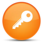key icon isolated on special orange round button abstract illustration